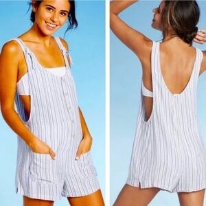 Xhilaration Blue and White Striped Sleeveless Top